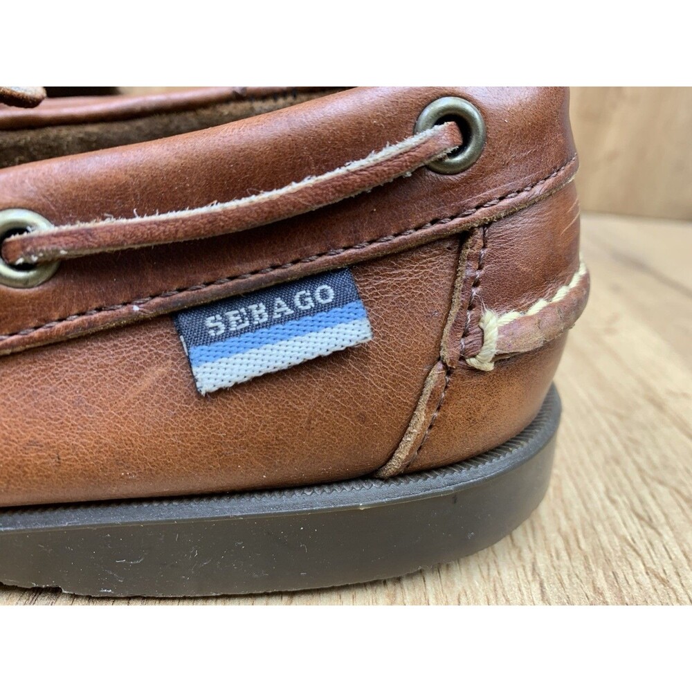 Sebago Docksides Boat Shoes Men's 9 M Brown Leather Lace Up Moc Toe Casual - Picture 13 of 16